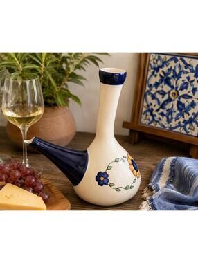 National Geographic Vintage Guatemalan Handcrafted Novica Ceramic Wine Decanter